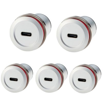 Plinkwirekb USB 2.0 to USB 3.1 C Embedded Panel Mount Connector USB Female to Type C Female Threaded Fixed Flush Mount Pass Through Converter for Data Transfer Fast Charging (5PCS)