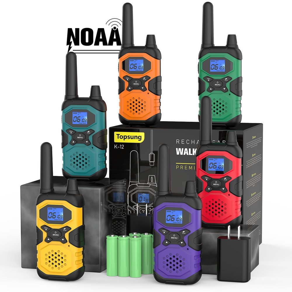Topsung Walkie Talkies for Adults Long Range Rechargeable 6 Pack with NOAA
