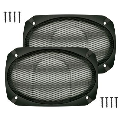 amooma 4x6 inch Speaker Grill Covers, One Piece Design Speaker Subwoofer Guard Protector, ABS Plastic Frame with Metal Mesh, Square, Black - 2Pcs