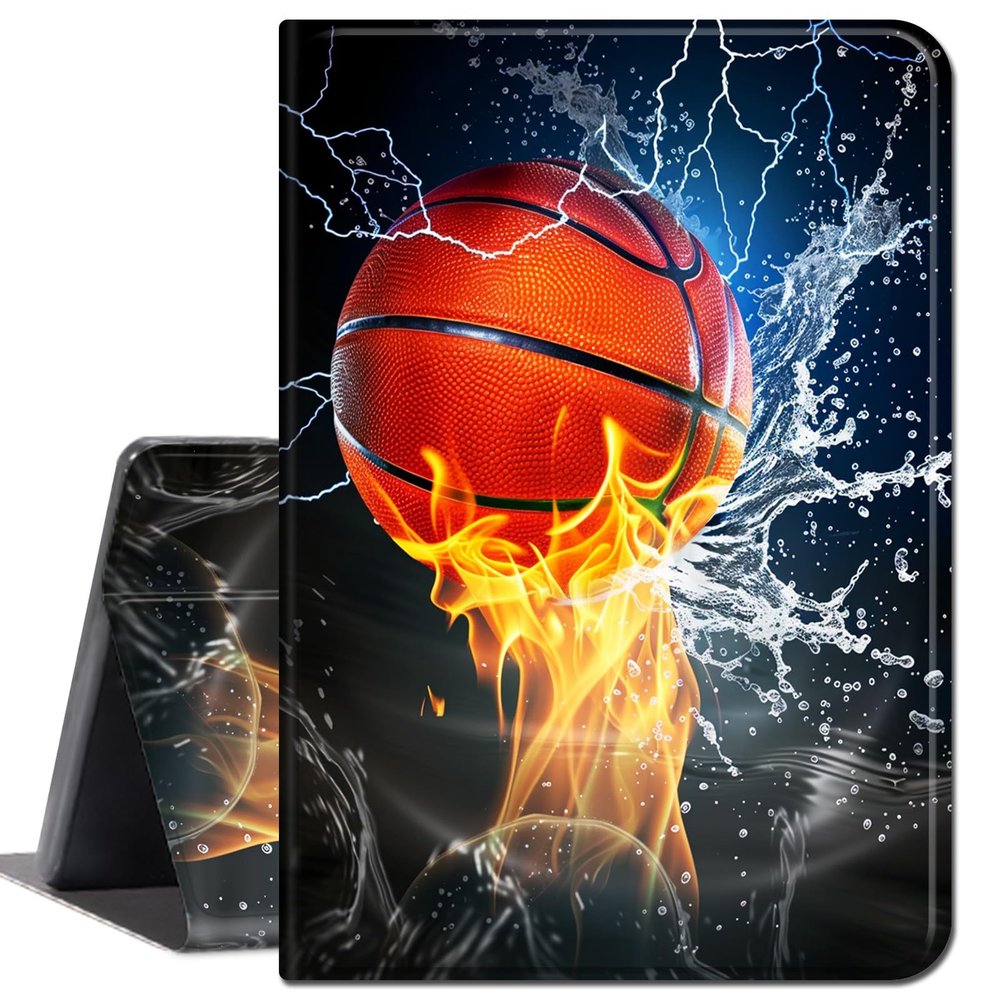 Case for 6.8" Kindle Paperwhite (11th Generation-2021) and Kindle Paperwhite Signature Edition,Slim Lightweight Smart Shell Stand Cover with Auto Wake/Sleep,Basketball Fire and Water