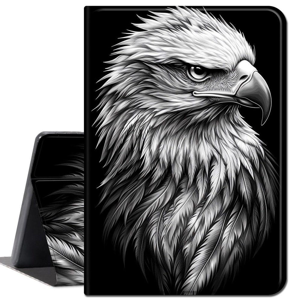 Case for 6.8" Kindle Paperwhite (11th Generation-2021) and Kindle Paperwhite Signature Edition,Slim Lightweight Smart Shell Stand Cover with Auto Wake/Sleep,Black White Eagle