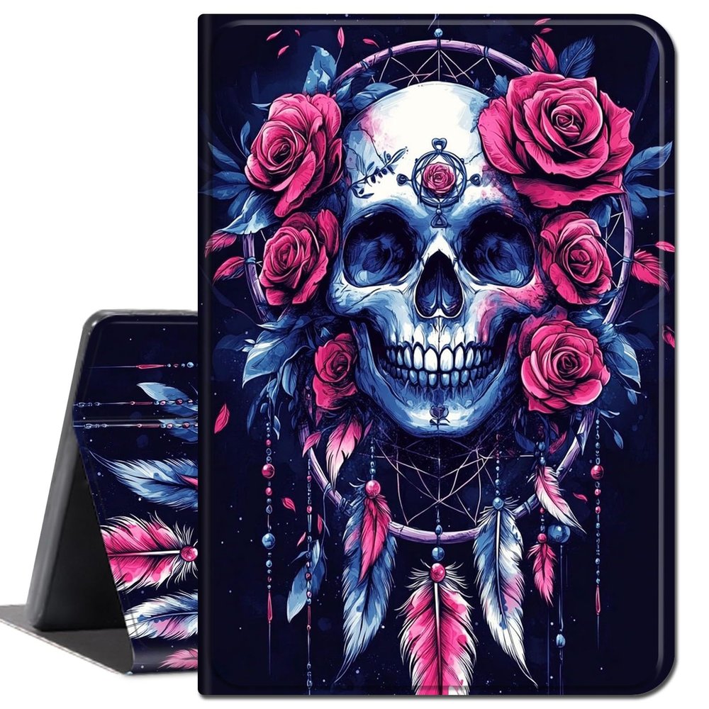 Case for 6.8" Kindle Paperwhite (11th Generation-2021) and Kindle Paperwhite Signature Edition,Slim Lightweight Smart Shell Stand Cover with Auto Wake/Sleep,Dream Catcher/Skull