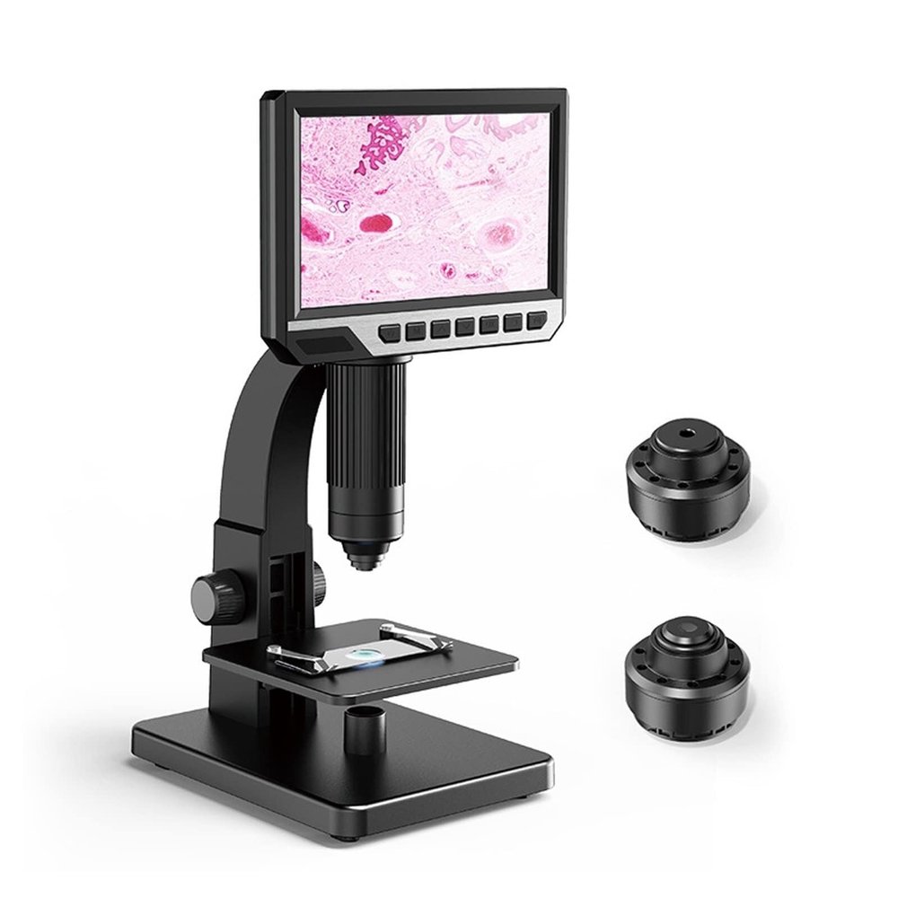 2000X Digital Biological Microscope with Dual Lenses, 7" IPS Display, 11 LEDs, 1080P Video, for Kids and Adults, Compatible with Multiple Operating Systems