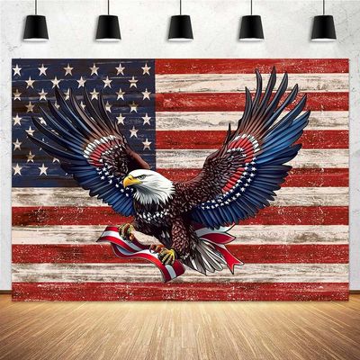 10x8 ft 4th of July Independence Day Backdrop Flag Eagle Memorial Veterans Day Photography Background Holiday Independence Day Banner Patriotic Decorations and Supplies for Home Party