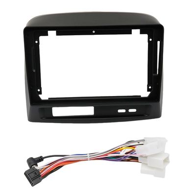 Car Radio Frame 9 Inch Fascia Adapter Android Dash Fitting Panel Kit for Toyota Vios 2002-2007 (Frame Cable-Black)
