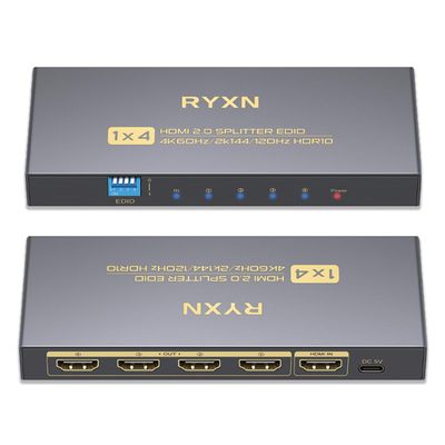 4K HDMI Splitter 1 in 4 Out 60Hz, 1x4 HDMI 2.0 Splitter Supports 4K@60Hz 4:4:4, 2K@144Hz/120Hz, HDCP 2.3, EDID, for PS5/PS4, Xbox, Apple TV, Fire Stick, Blu-ray Player