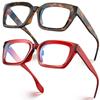 VISOONE 2 Pack Square Computer Blue Light Blocking Glasses For Women Men MONTANA view 1