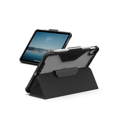 URBAN ARMOR GEAR UAG Designed for iPad A16 Case 11" 11th Gen 2025, 10.9" 10th Gen 2022 (A3354 A3355) Plyo LT - Armor Shell Folio Cover with Adjustable Kickstand & Pencil Holder, Ice/Black