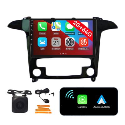 [2G 64G] Android Car Stereo FM Radio Carplay Android Auto 9" Touchscreen Headunit Media Player with Backup Camera for Ford S-MAX 2007 2008 at