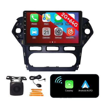[2G 64G] Android Car Stereo FM Radio Carplay Android Auto 10" Touchscreen Headunit Media Player with Backup Camera for Ford Mondeo 2011 2012 2013 MT