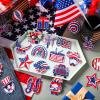 Lingvee 48 Pcs 4th of July Iron on Patches 250th Anniversary Patriotic Memorial Day Iron on Independence Day Hat Patch Embroidered Red White and Blue America Flag Appliques for Hat Backpack Clothes view 2