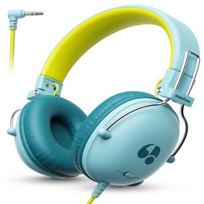 awatrue Kids Headphones, 74/85dB Safe Volume Limit, Stereo Sound, Wired On-Ear Headphones for Kids Boys Girls, 3.5mm Jack for Tablet, iPad, Kindle, YOTO Player, Airplane Travel, Green