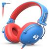 awatrue Kids Headphones, 74/85dB Safe Volume Limit, Stereo Sound, Wired On-Ear Headphones for Kids Boys Girls, 3.5mm Jack for Tablet, iPad, Kindle, YOTO Player, Airplane Travel, Blue view 1