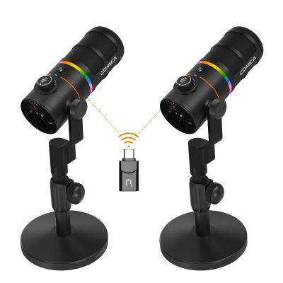 COMICA D10 Pro D Combo XLR USB Dynamic Microphone with Receiver Desktop Mic Stand for Gaming/TikTok/Podcast Recording,Support RGB Light Mute Button for PC,Smartphone,Computer,Mac,PS4/5(Black)