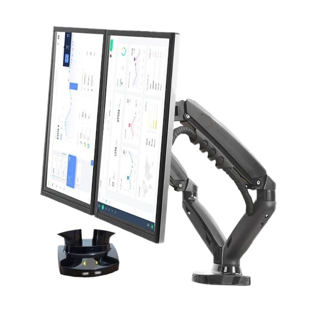 ADPVRLUQ F160 Gas Spring Desktop 17"-27" Dual Monitor Stand Arm with 2 USB3.0 Monitor Mounting Brackets, Each Arm Load 2-9kg(2019 F160NU2)
