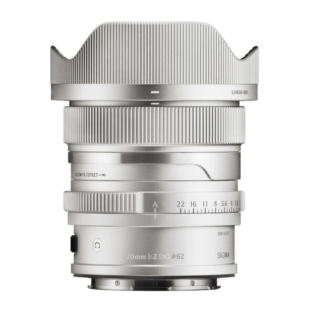 Sigma 20mm F2 DG Full-Frame Contemporary Lens with Manual Aperture Ring and Magnetic Lens Cap (Silver, L Mount)