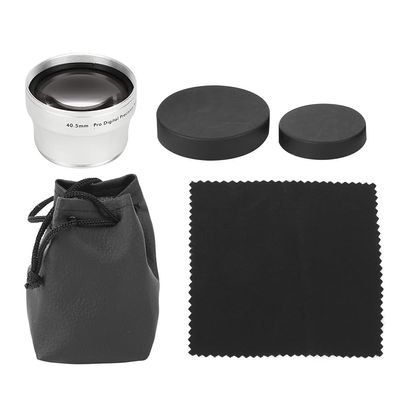 40.5MM Black Aluminum Alloy 2X Magnification Additional Lens, Compatible with All 40.5MM Camera Lenses, Enhances Distant Details, Includes Lens Protection Bag Dust Removal Cloth