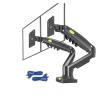 ADPVRLUQ F160 Gas Spring 360 Degree Desktop 17"-27" Dual Monitor Stand Arm with USB3.0 Monitor Mounting Bracket, Each Load 2-9kg(Matte Charcoal 2xUSB) view 1