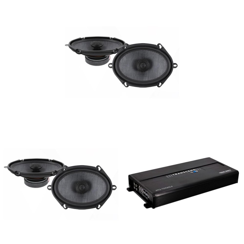 ATG Transcend Series Amplified Speaker Upgrade Compatible with Select Ford (2) Pair 250W 5X7 Coaxials and 1000 Watt Transcend Class A/B 4-Channel Amplifier
