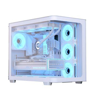 AeroCool P500C Mid-Tower Dual Chamber PC Case 4 Pre-Installed Fans High-Airflow Panoramic Tempered Glass RGB Lighting 360mm Radiator Support Customizable Cooling System Cable Management Gaming Builds