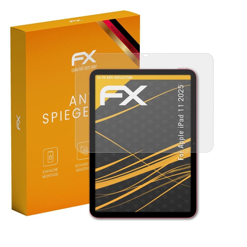 atFoliX Screen Protector compatible with Apple iPad 11 2025 Screen Protection Film, anti-reflective and shock-absorbing FX Protector Film (2X)