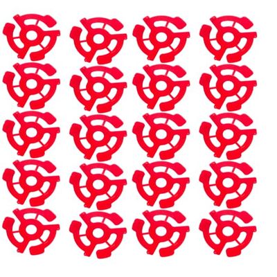45 RPM Vinyl Record Adapters, 7 Inch Singles, Plastic Inserts (20) (red)