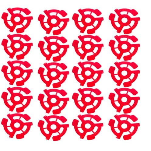 45 RPM Vinyl Record Adapters, 7 Inch Singles, Plastic Inserts (20) (red)