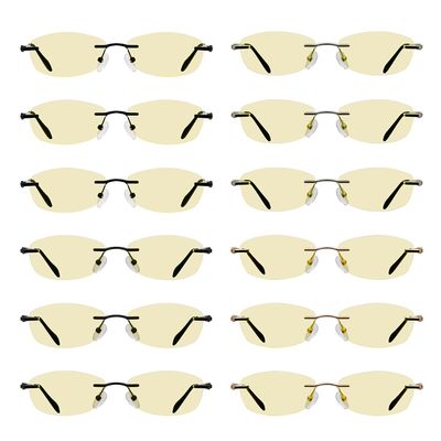Eyekepper 12 Pack Blue Light Blocking Reading Glasses Yellow Tinted Computer Readers Women Rimless +2.50