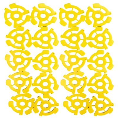 45 RPM Vinyl Record Adapters, 7 Inch Singles, Plastic Inserts (20) (Yellow)