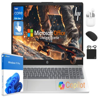 HP 2025 Flagship 15.6" FHD Touchscreen Laptop, 10-Core Intel i7 Processor, 64GB RAM, 2.5TB Storage (2TB SSD + 500GB Ext), Iris Xe Graphic WiFi, HubxcelAccessory, Win 11 Pro w/Lifetime Microsoft Office