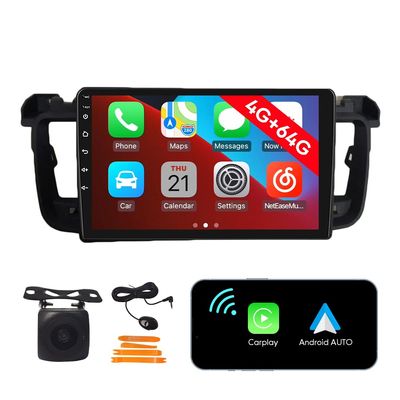 [4G 64G] Android Car Stereo FM Radio Carplay Android Auto 9" Touchscreen Headunit Media Player with Backup Camera for Peugeot 508 2012 2013 2014 2015 2016