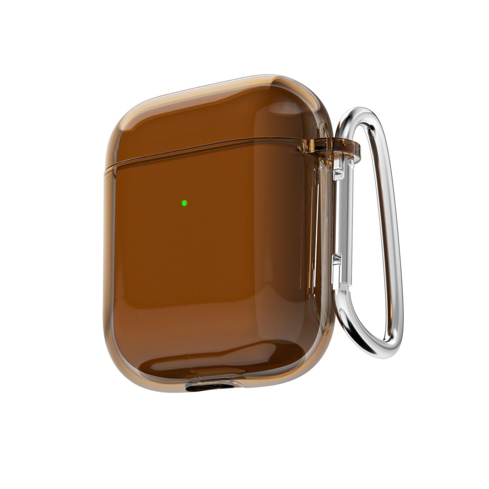 LoeoeL for Airpods Case Clear, Transparent Silicone Cute Girly Airpods 1st 2nd Generation Case with Keychain, Hard Shell Plastic Airpods Cover Accessories for Women Girls, Amber Brown