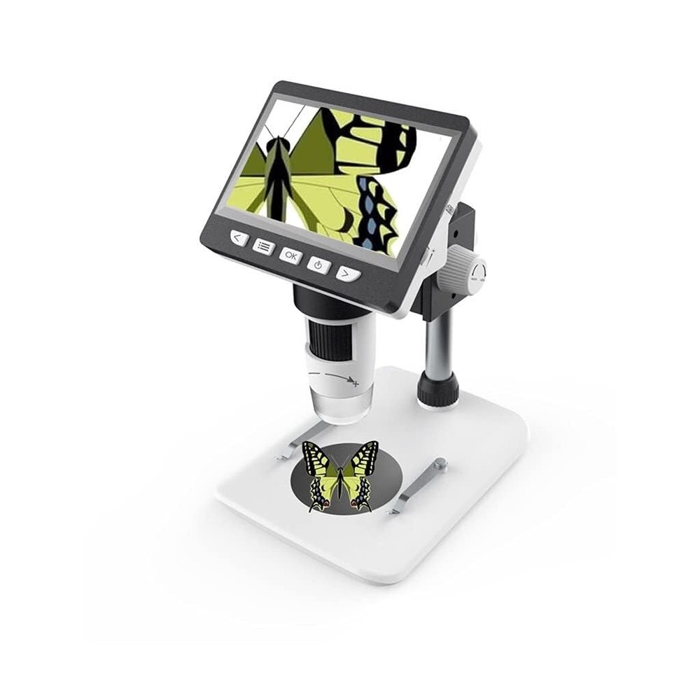 4.3" HD LCD Digital Desktop Microscope, 50X-1000X Magnification, Portable, Dual Power Supply, for Board Repair & Insect Observation