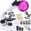 20000X Compound Binocular Microscope with Cell Phone Adapter, Dual LED Illumination, Slide Set, and 360 Swivel for Education and Lab Use view 1