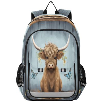 ALAZA School backpacks for girls boys Highland Cow Baby Backpack Students Bookbag for school bag Womens Casual Daypack College Bookbag