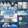 MCHOSE G75 PRO 75% Wireless Mechanical Keyboard, TKL Keyboards Tri-Mode BT5.0/2.4GHz/USB-C, Hot Swap Custom Creamy Keyboards Linear Switch, Double Shot PBT Keycaps RGB LED Backlit, White&Blue view 3