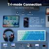 MCHOSE G75 PRO 75% Wireless Mechanical Keyboard, TKL Keyboards Tri-Mode BT5.0/2.4GHz/USB-C, Hot Swap Custom Creamy Keyboards Linear Switch, Double Shot PBT Keycaps RGB LED Backlit, White&Blue view 4