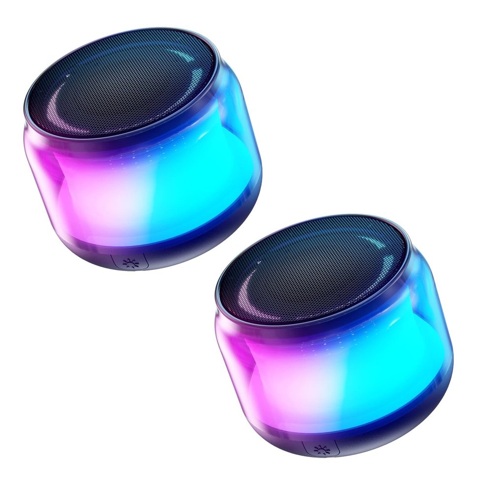 LENRUE Portable Bluetooth Speakers with Colorful Lights, Loud Sound, Small Bluetooth Speaker with Wireless Stereo Pairing, Mini Gifts for Kids, Teen, Girls, Boys, Women(2 Units)