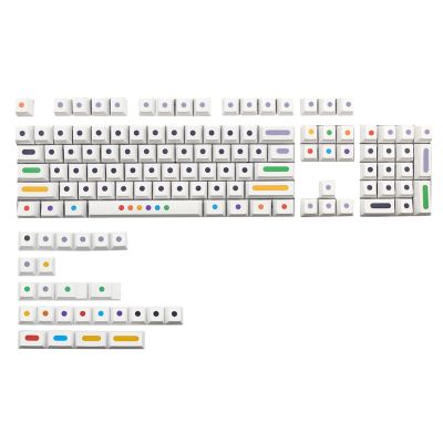 128-Key Color Round Keycaps with Original Factory Height Cherry-Profile PBT Key-Cap for MX Mechanical Keypad