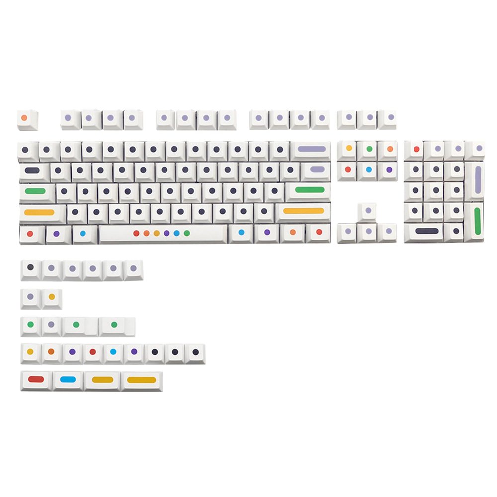 128-Key Color Round Keycaps with Original Factory Height Cherry-Profile PBT Key-Cap for MX Mechanical Keypad