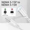 TNP Universal Power Extension Cord Cable Strip (15FT) - (2 Pack) 3 Prong Extension Cord for Outdoor & Indoor - Three Prong AC Power Extender Cable Wire Connector NEMA 5-15R to NEMA 5-15P, White view 3