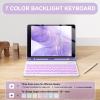 Soke for iPad 9th/8th/7th Generation Case with Keyboard 10.2 Inch-7 Color Backlitght Magnetic Wireless Detachable Folio Keyboard Cover with Pencil Holder for Apple iPad Gen 9/8/7, Violet Marble view 4