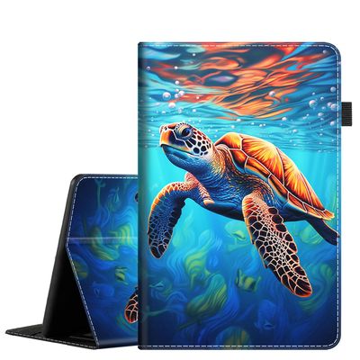 Case for All-New 7" Kindle Paperwhite 12th Gen 2024 & Kindle Colorsoft Signature Edition 2024, Multi-Angle Stand Smart Cover Shockproof with Auto Wake/Sleep, Turtle Art