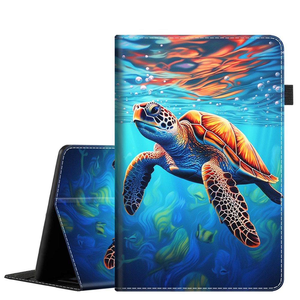 Case for All-New 7" Kindle Paperwhite 12th Gen 2024 & Kindle Colorsoft Signature Edition 2024, Multi-Angle Stand Smart Cover Shockproof with Auto Wake/Sleep, Turtle Art