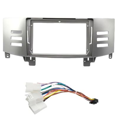 Car Audio Fascia Frame 9 Inch Adapter Android Radio Dash Fitting Panel Kit for Toyota Reiz Mark X 2005-2010 (Right Silver Cable)