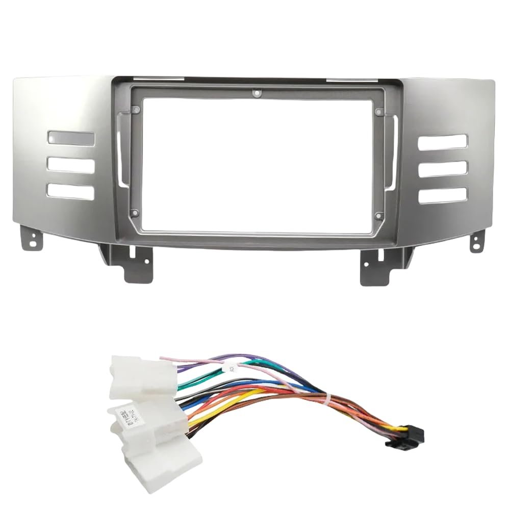 Car Audio Fascia Frame 9 Inch Adapter Android Radio Dash Fitting Panel Kit for Toyota Reiz Mark X 2005-2010 (Right Silver Cable)