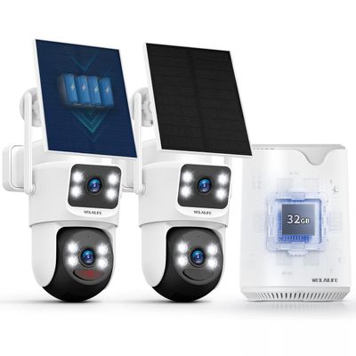 WEILAILIFE Auto Tracking & 2-Way Audio Security Cameras Wireless Outdoor, Solar-Powered PTZ Security Camera System, WiFi Home Video Surveillance Systems DVR Kits