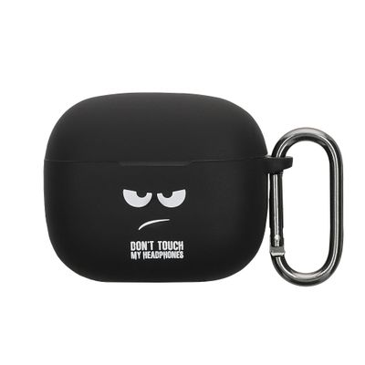kwmobile Silicone Case Compatible with Bowers & Wilkins Pi6 / Pi8 Case Cover - Don't Touch My Headphones White/Black/Black