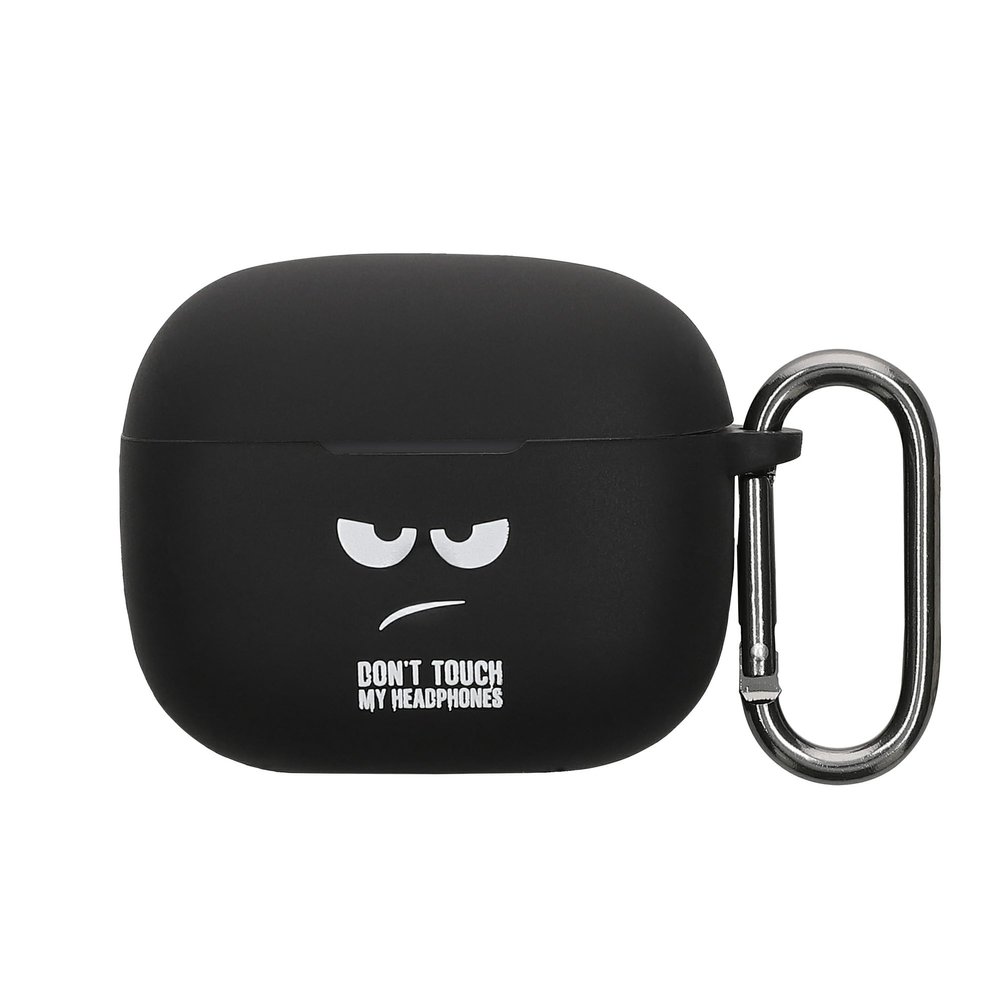kwmobile Silicone Case Compatible with Bowers & Wilkins Pi6 / Pi8 Case Cover - Don't Touch My Headphones White/Black/Black