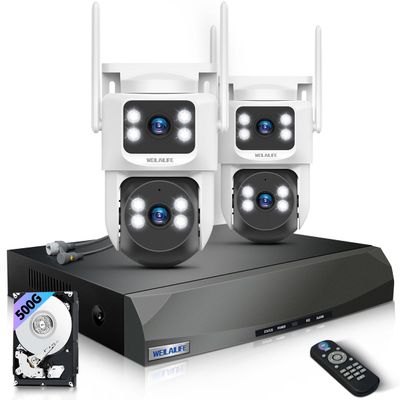 2-Way Audio & Auto Tracking 4MP PTZ Security Cameras Wireless Outdoor, WiFi Home Security Camera System, Video Surveillance DVR Kits
